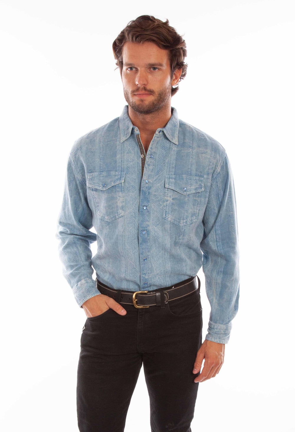 Scully Leather Mens Signature Overdye Denim Shirt - Scully Leather