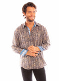 Scully Leather navy paisley print tencel shirt - Scully Leather