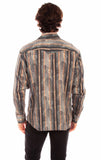 Scully Leather taupe paisley stripe tencel shirt - Scully Leather