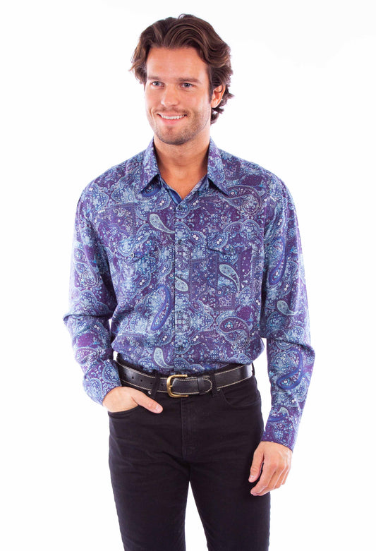 Scully Leather Western Scully Paisley Print Tencel Shirt