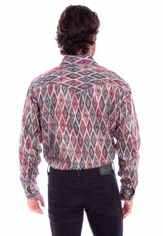 Scully Leather Western Scully Diamond Print Tencel Shirt - Scully Leather