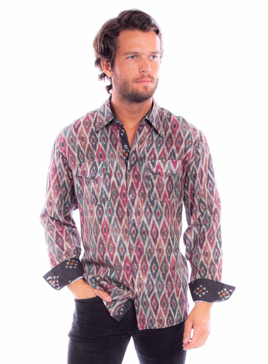 Scully Leather Western Scully Diamond Print Tencel Shirt - Scully Leather