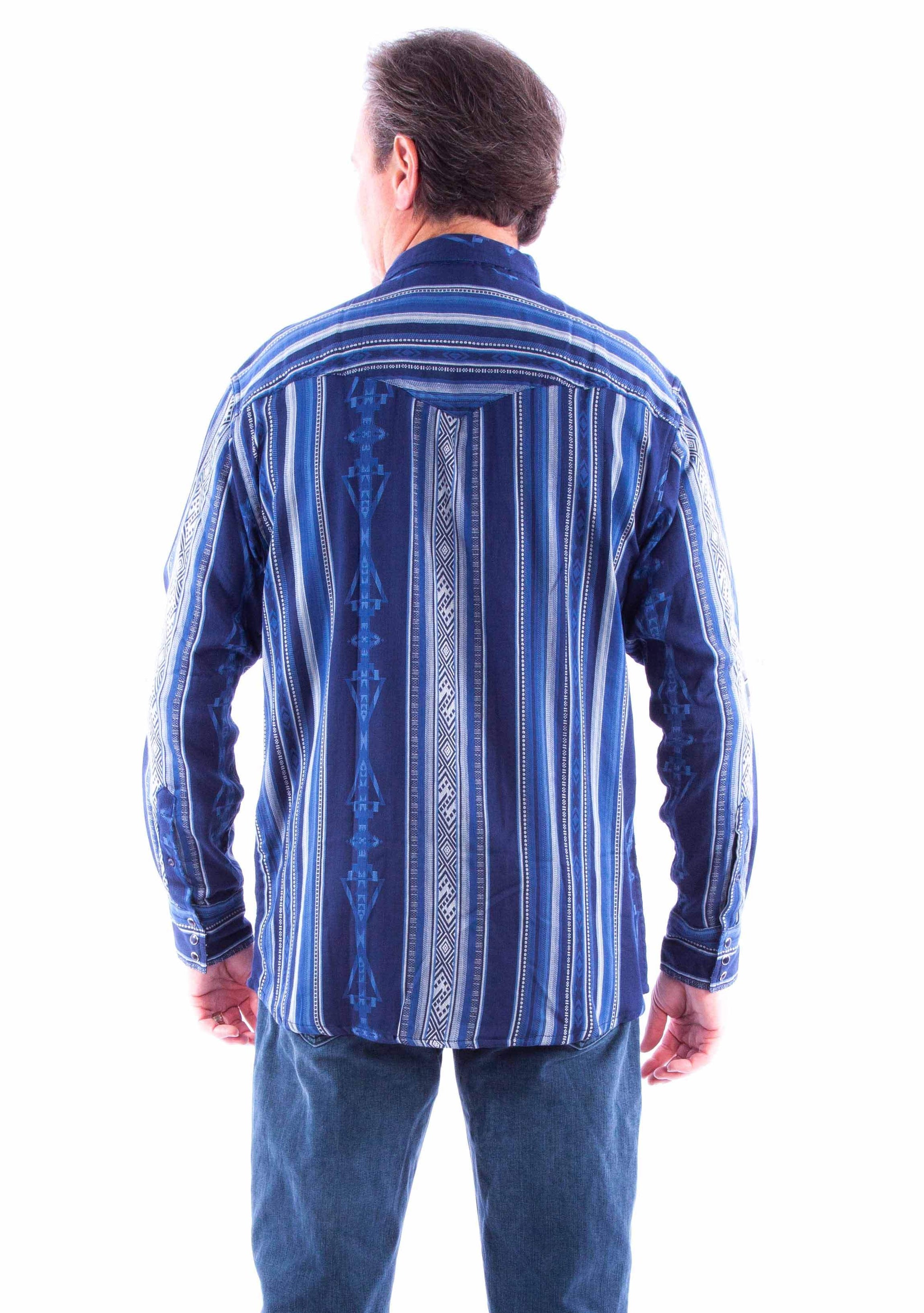 Scully Leather indigo signature jaquard shirt - Scully Leather - Flyclothing LLC