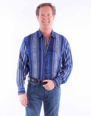 Scully Leather indigo signature jaquard shirt - Scully Leather