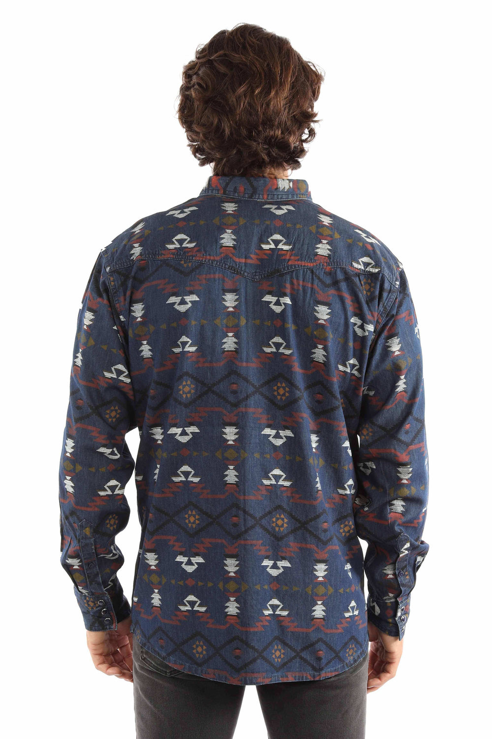 western scully blue 100% cotton southwest printed signature shirt - Scully Leather - Flyclothing LLC