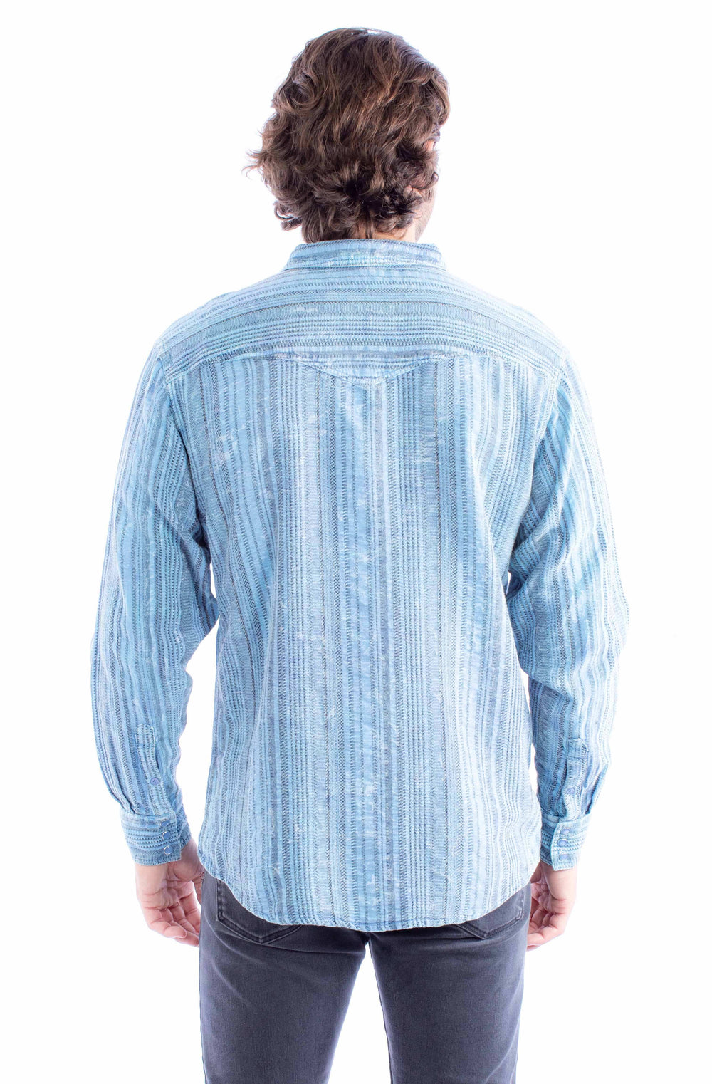 Scully Leather blue overdyed jacquard signature shirt - Scully Leather - Flyclothing LLC