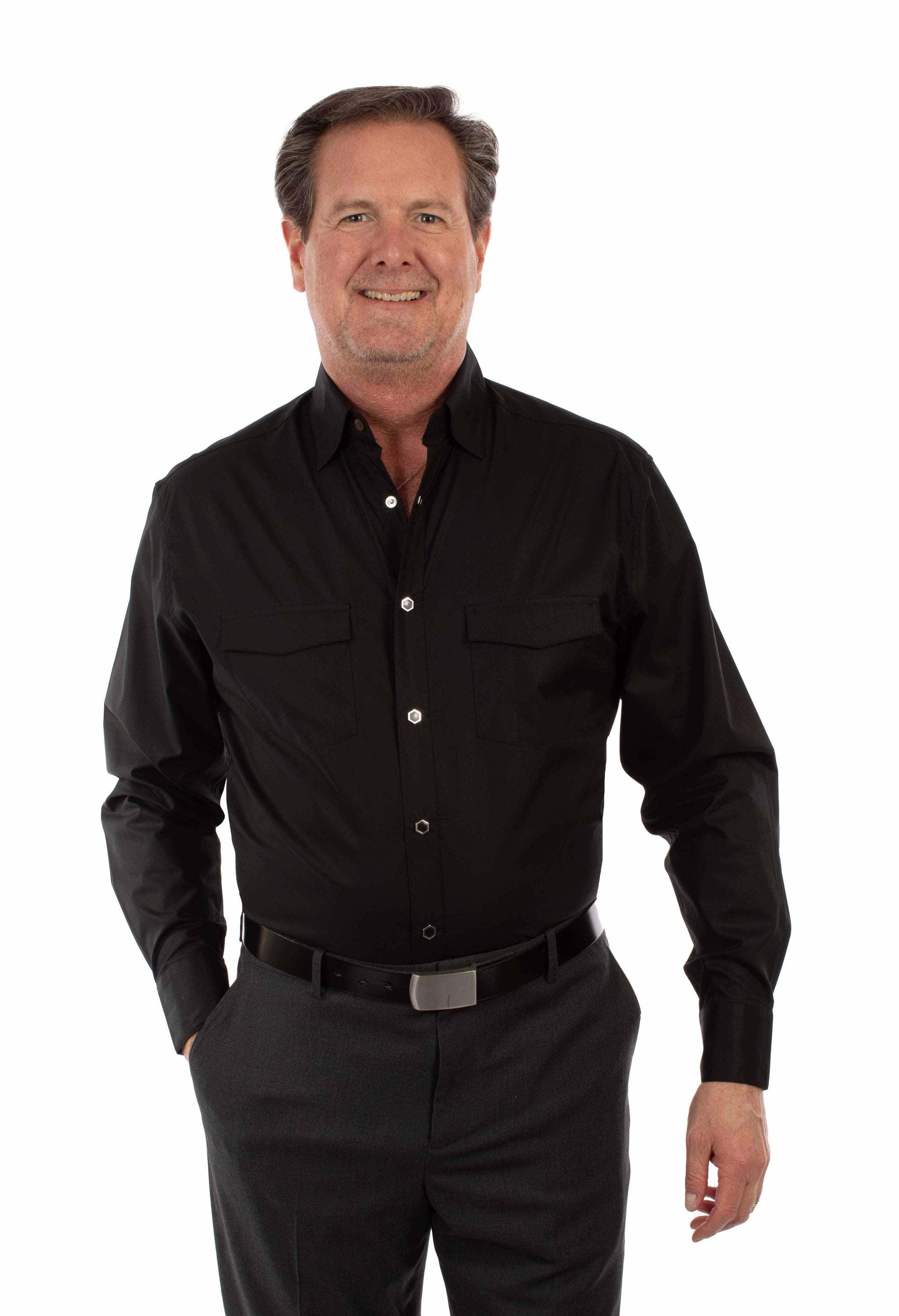 Scully Leather Black Poplin Dress Shirt - Scully Leather - Flyclothing LLC