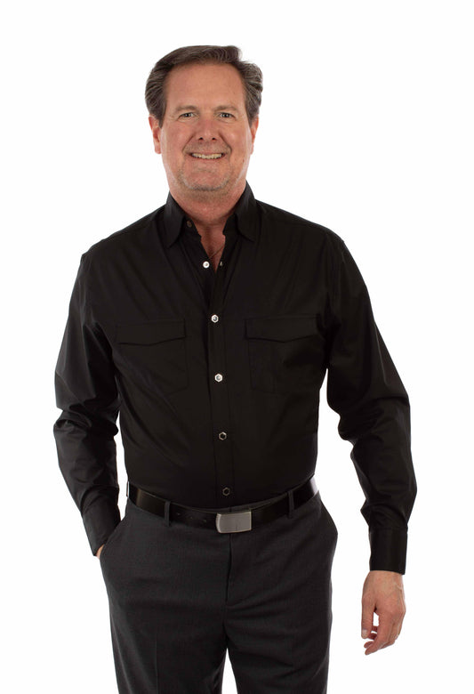 Scully Leather Black Poplin Dress Shirt - Scully Leather
