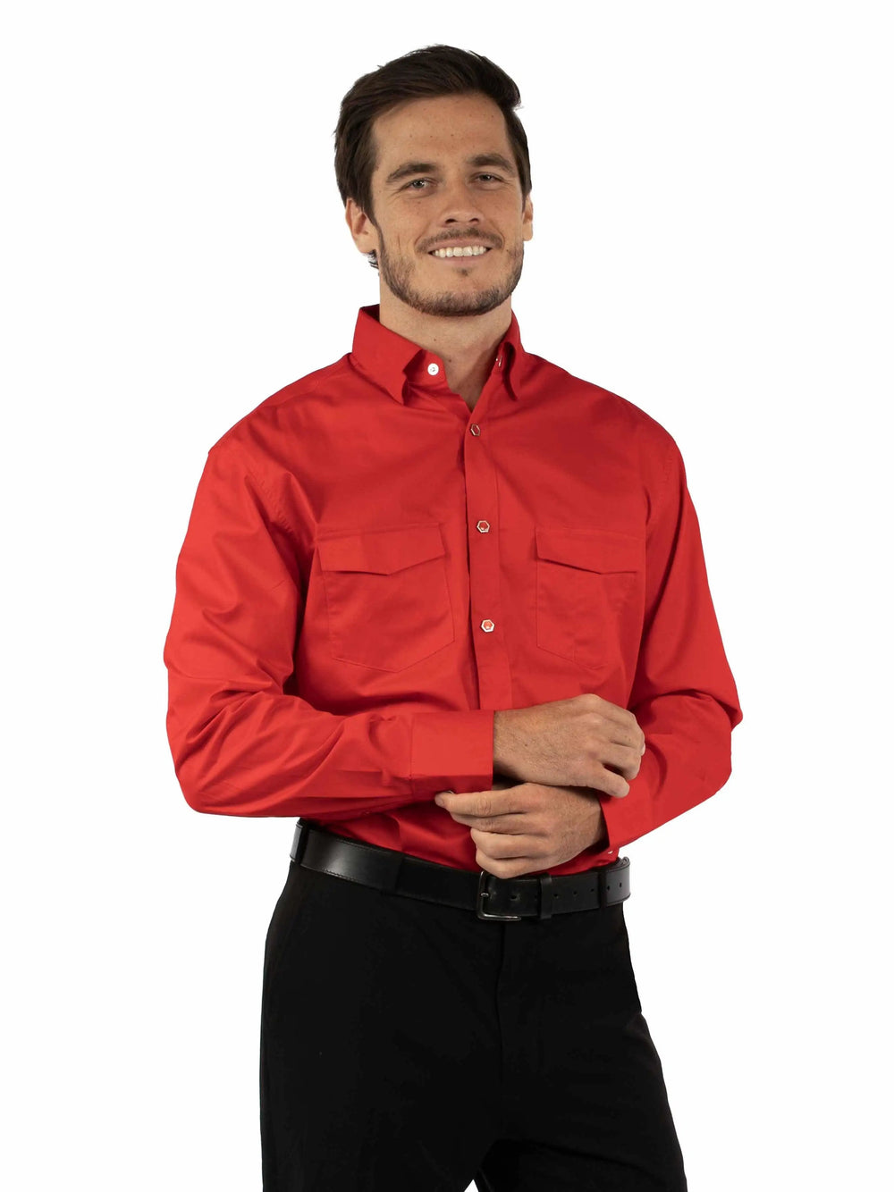 Western Scully 100% cotton Red Poplin dress shirt - Scully Leather