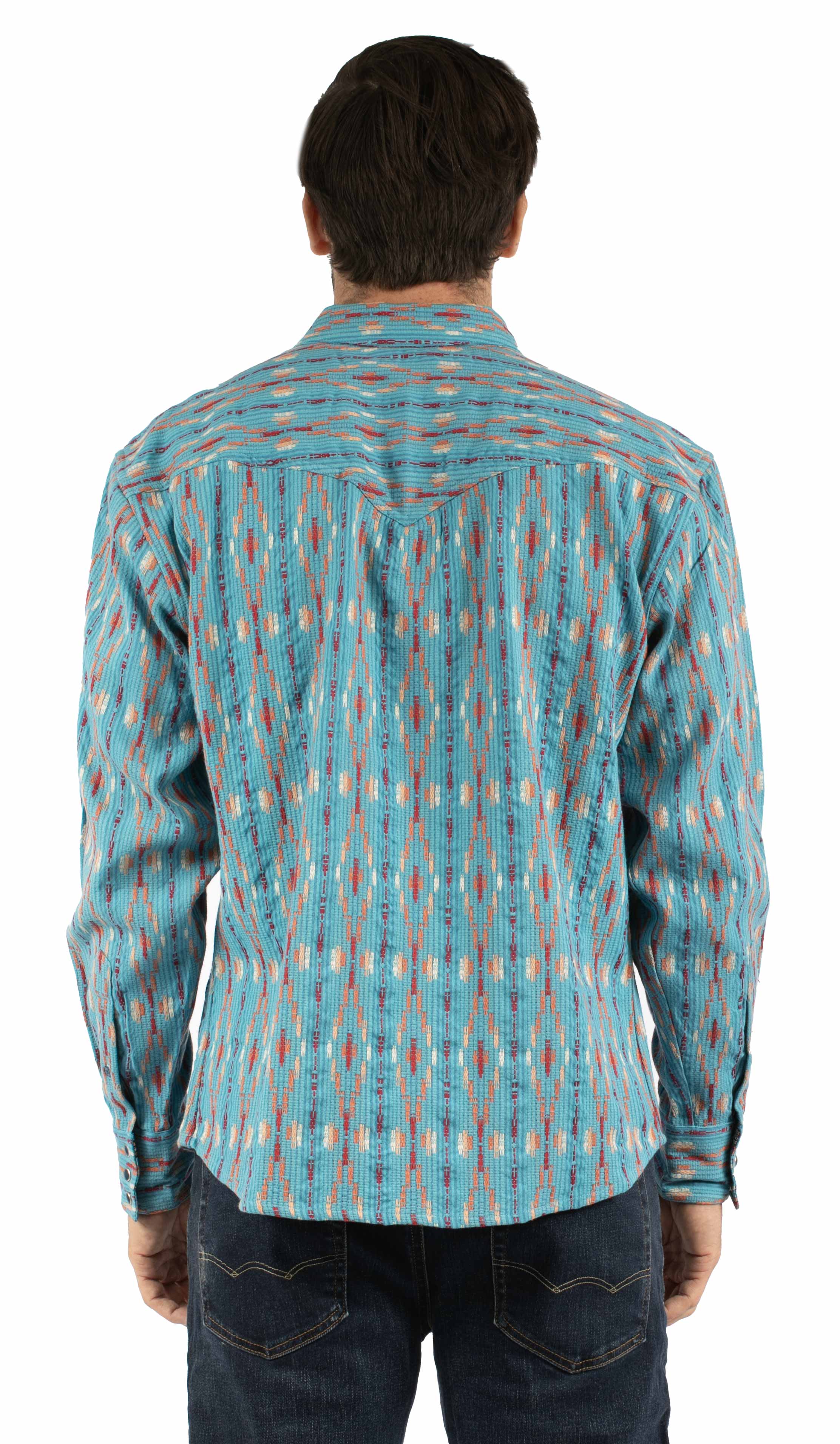 Western Scully 100% cotton Turquoise Diamond dobby stripe