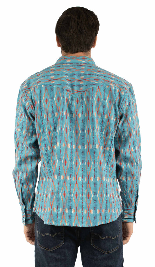 Western Scully 100% cotton Turquoise Diamond dobby stripe
