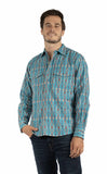Western Scully 100% cotton Turquoise Diamond dobby stripe