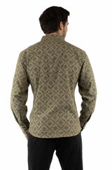 Western Scully 100% cotton Olive Arrow print chambray - Scully Leather - Flyclothing LLC