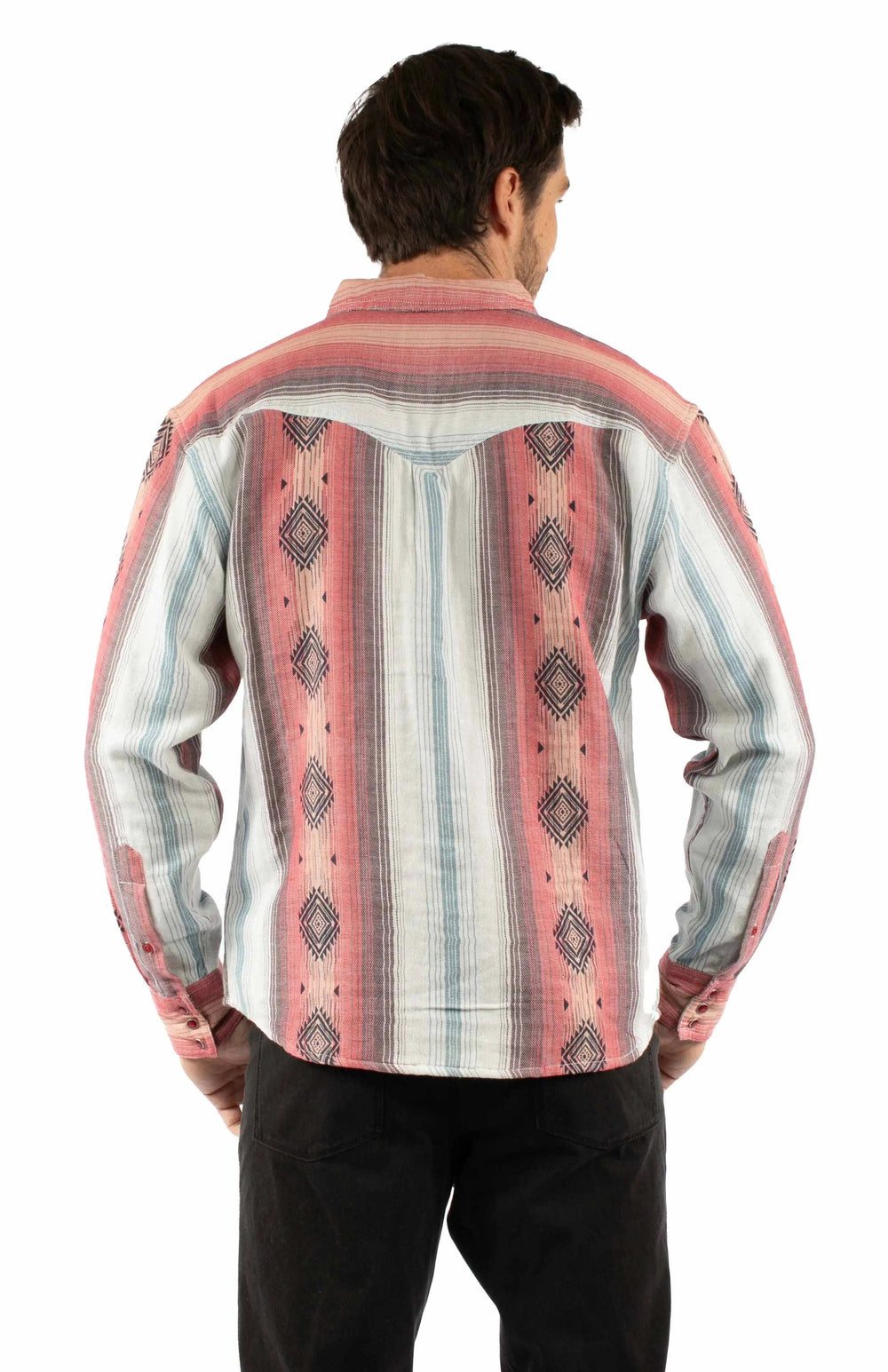 Western Scully 100% cotton Red Double knit diamond stripe - Scully Leather - Flyclothing LLC