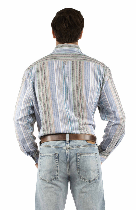 Scully Leather Paisley jacquard stripe Mens Shirt