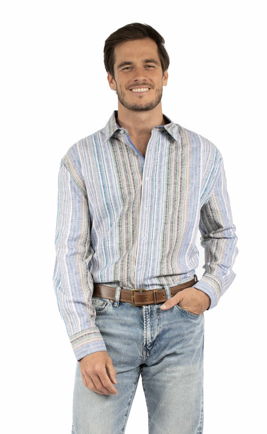 Scully Leather Paisley jacquard stripe Mens Shirt