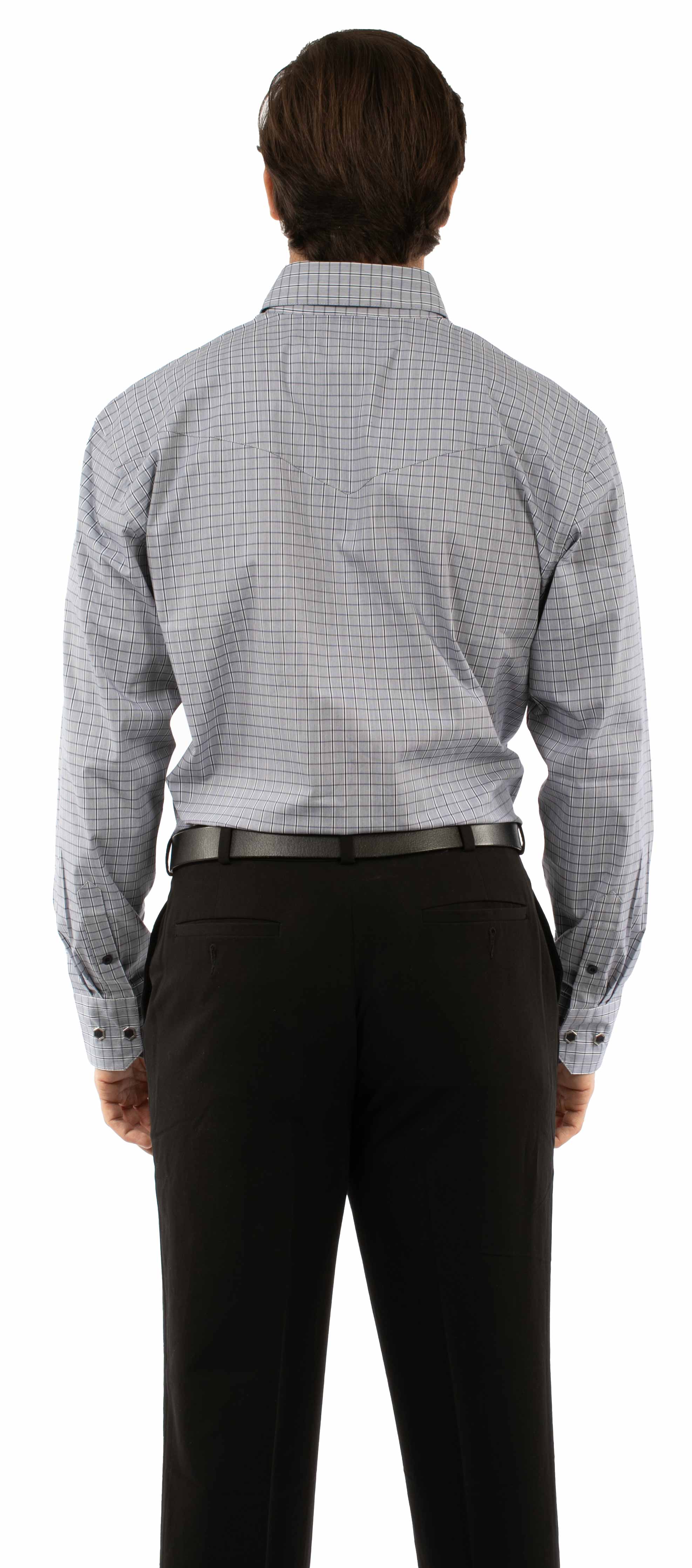 Western Scully 70% cotton 27% nylon 3% spandex Navy Plaid dress shirt - Scully Leather - Flyclothing LLC