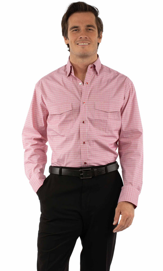 Western Scully 70% cotton 27% nylon 3% spandex Red Plaid dress shirt