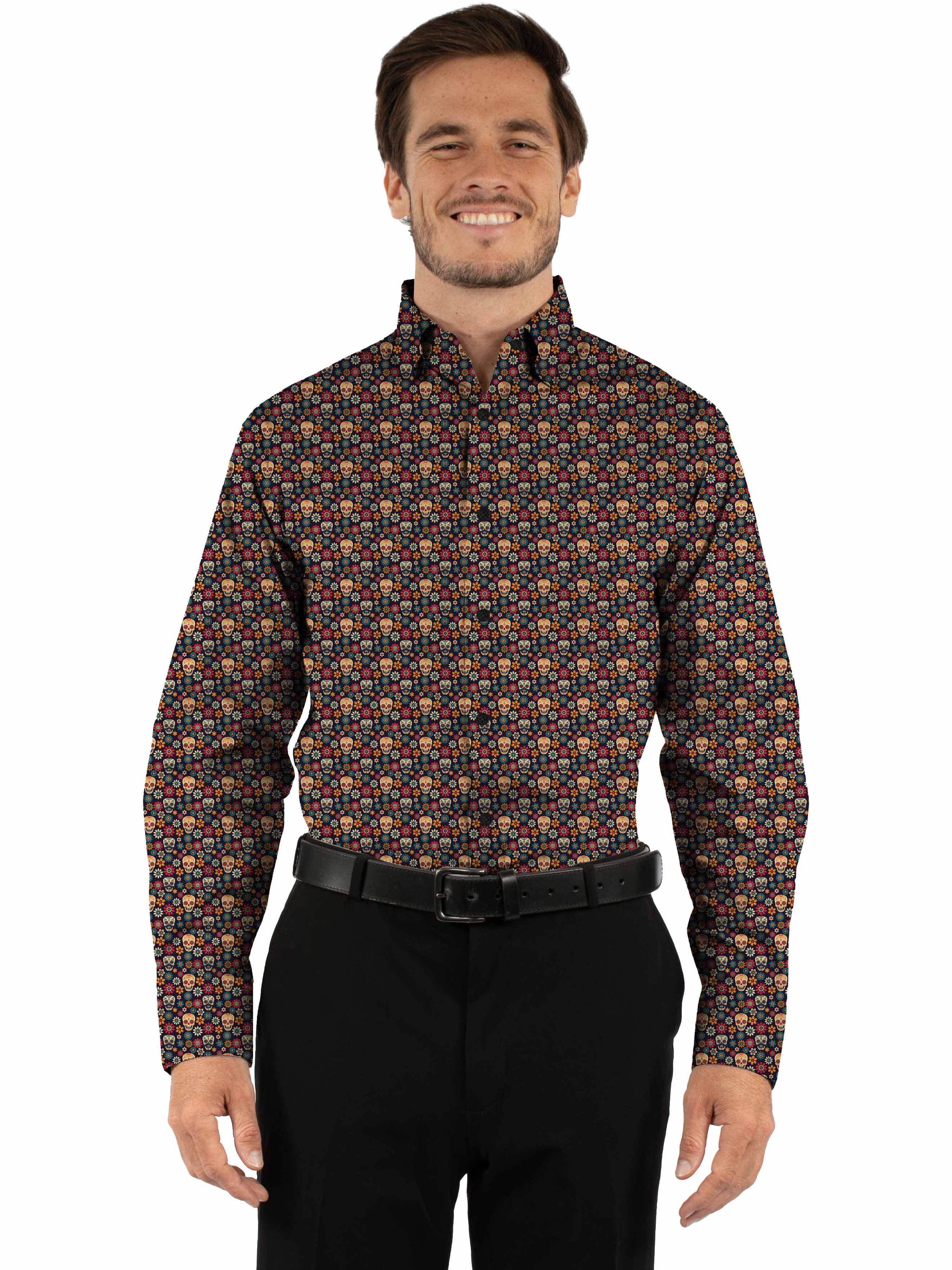 Western Scully 96% polyester 4% spandex Black Sugar skull cluster - Scully Leather - Flyclothing LLC