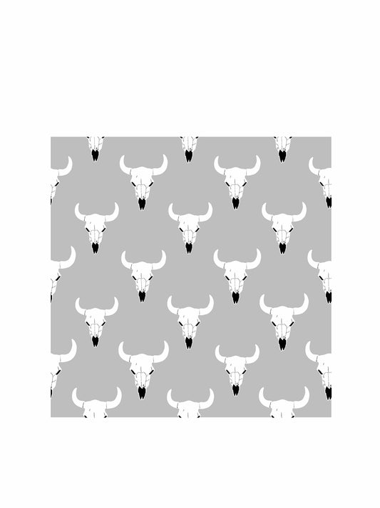 Western Scully 96% polyester 4% spandex Grey Steer skulLong Sleeve cluster