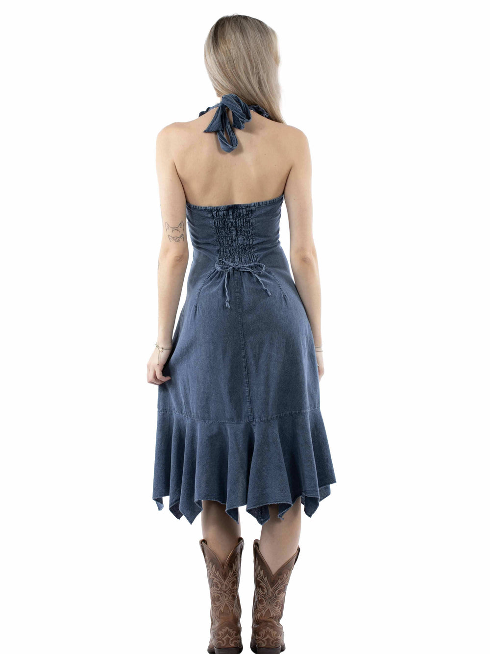 Scully Dark Blue Halter Dress Peruvian Cotton - Scully Leather - Flyclothing LLC