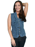 cantina dark blue 100% cotton sleeveless blouse peruvian cotton - Scully Leather