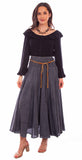 Cantina charcoal acid wash skirt w/beaded cord belt - Scully Leather