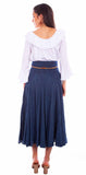 Cantina dark blue acid wash skirt w/beaded cord belt - Scully Leather