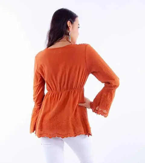 Scully Leather Ginger Plunging Neck Line W/Bell Sleeves - Scully Leather - Flyclothing LLC