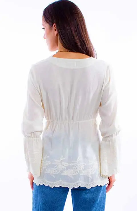 Scully Leather Vanilla Plunging Neck Line W/Bell Sleeves - Scully Leather - Flyclothing LLC