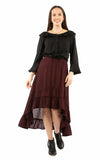 Cantina 100% cotton Burgundy Hi/lo skirt with ruffle bottom - Scully Leather