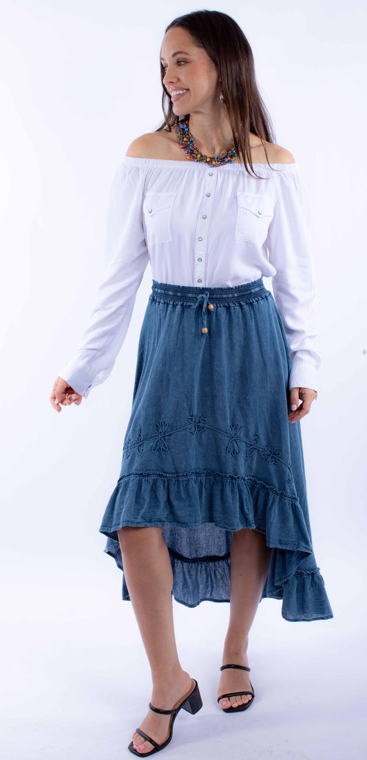 Scully Leather Cantina Hi/Lo Skirt With Ruffle Bottom - Scully Leather