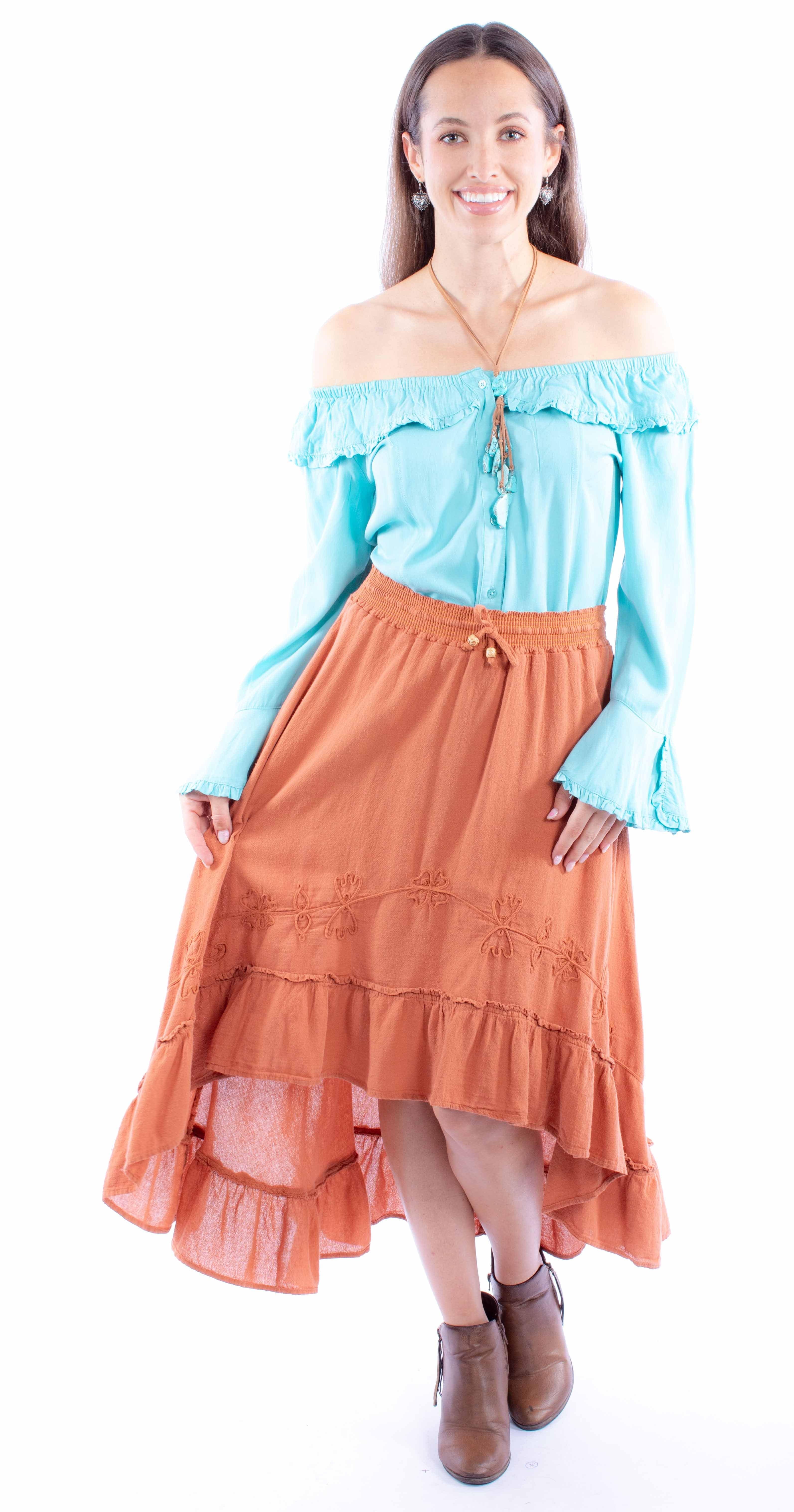 Scully Leather Cantina Hi/Lo Skirt With Ruffle Bottom - Scully Leather