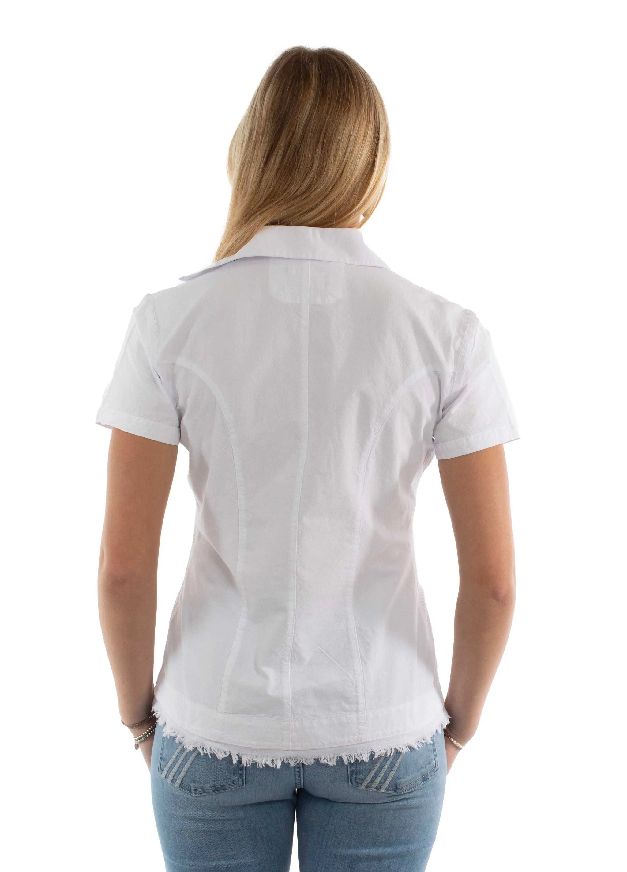 Cantina White Short Sleeve Embroidered Blouse - Scully Leather - Flyclothing LLC