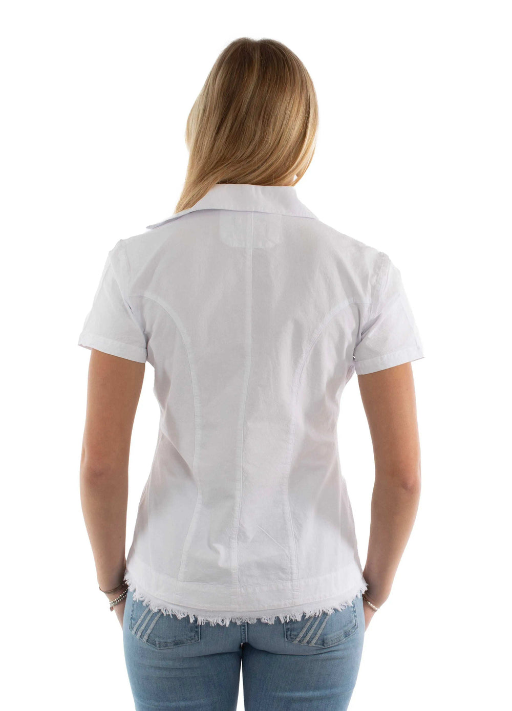 Cantina White Short Sleeve Embroidered Blouse - Scully Leather - Flyclothing LLC