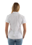 Cantina White Short Sleeve Embroidered Blouse - Scully Leather