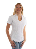 Cantina White Short Sleeve Embroidered Blouse - Scully Leather
