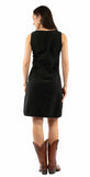 Cantina 100% cotton Black Sleeveless dress w/pockets & emb - Scully Leather