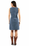 Cantina 100% cotton Dark blue Sleeveless dress w/pockets & emb - Scully Leather