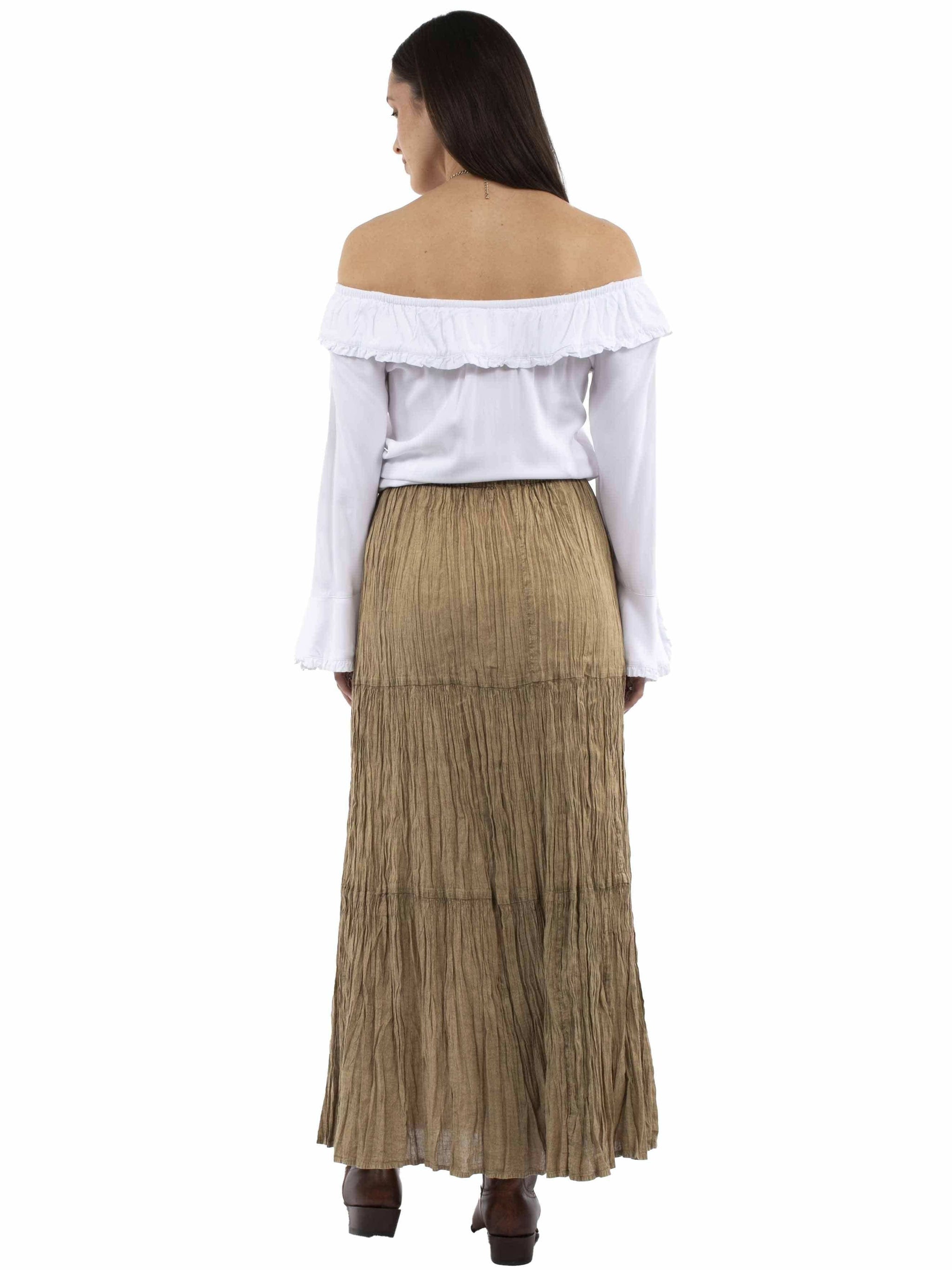 Cantina Khaki 100% cotton Tier broomstick skirt - Scully Leather - Flyclothing LLC