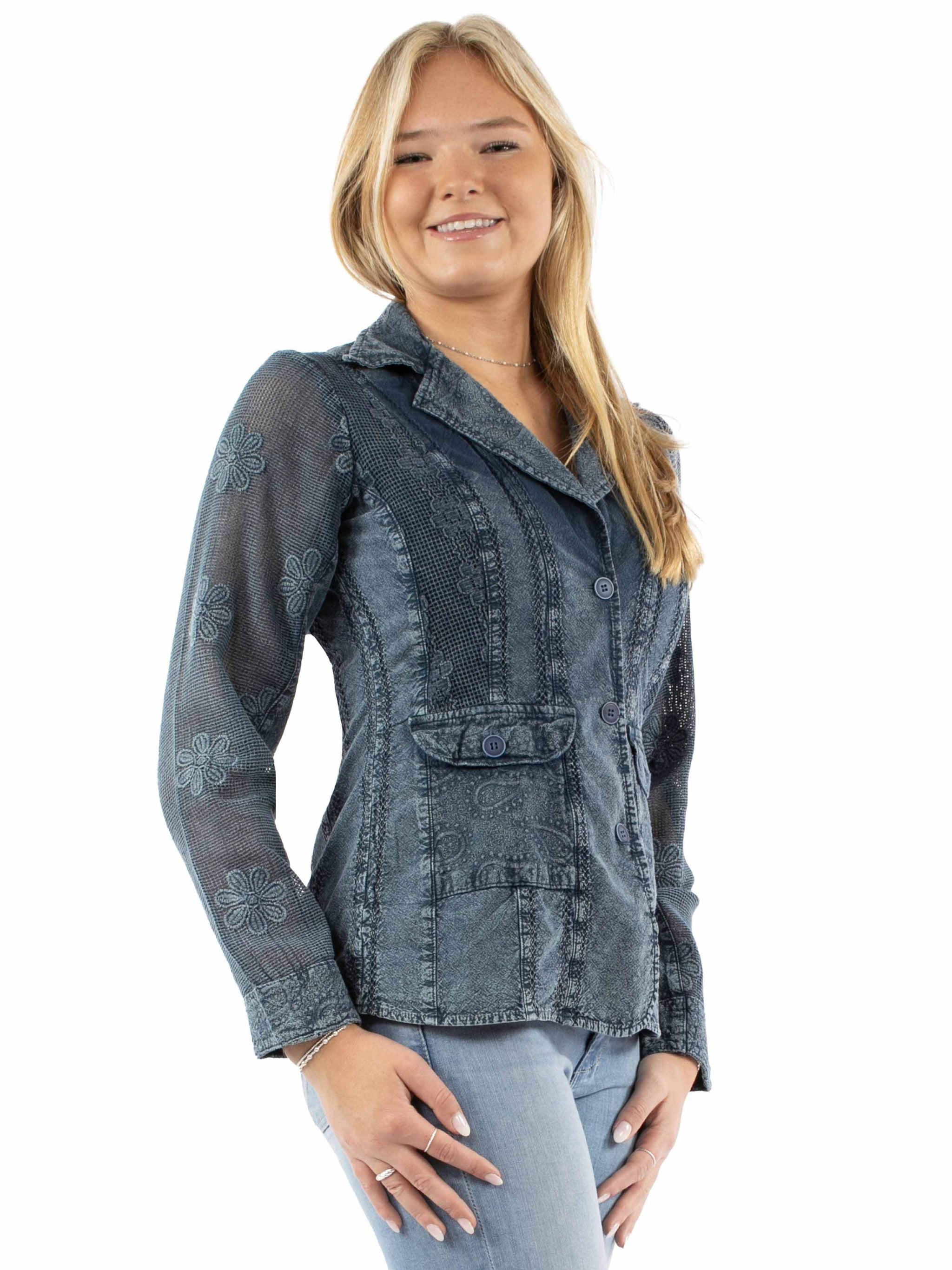 Cantina 100% cotton Dark blue Cotton blazer - Scully Leather - Flyclothing LLC