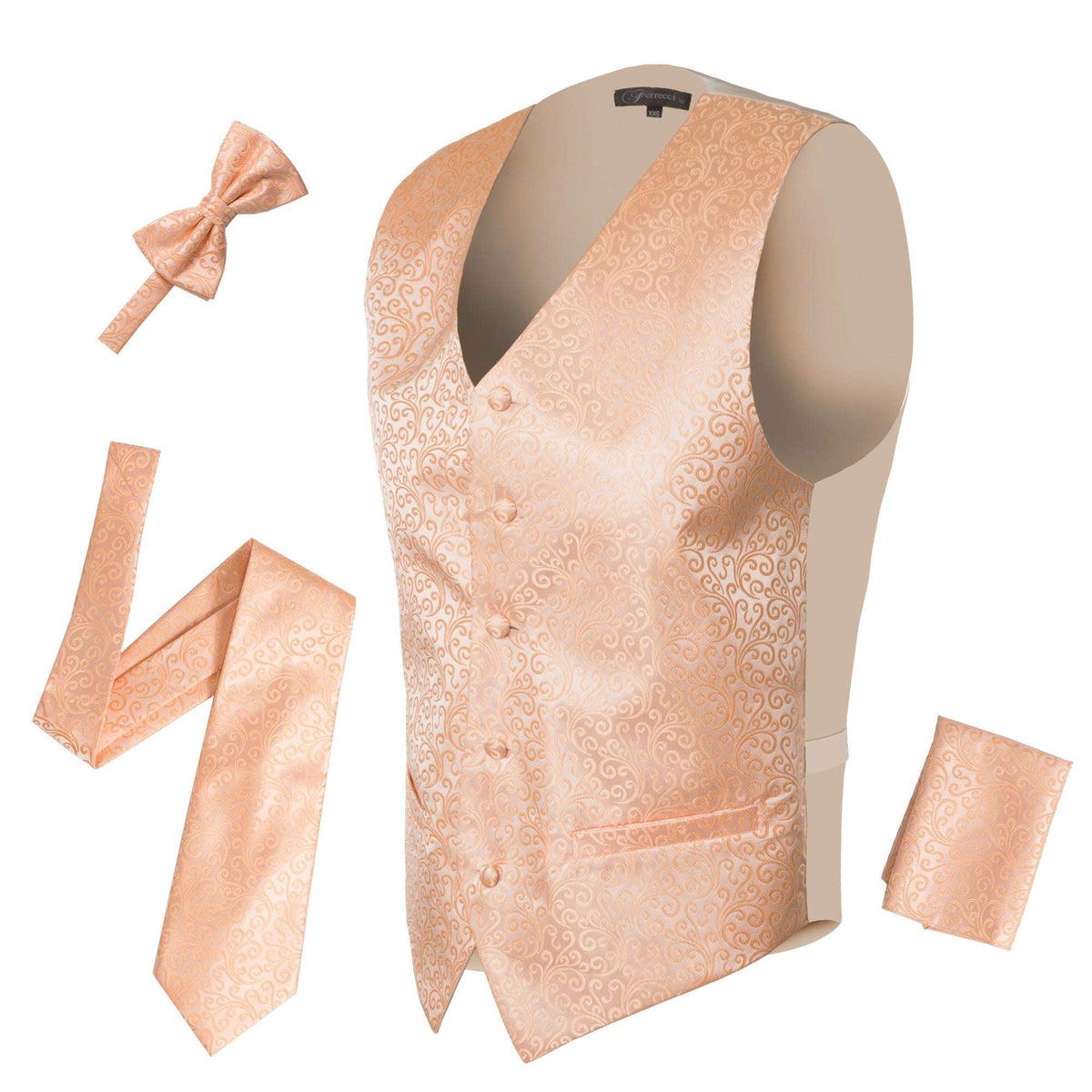 Ferrecci Mens PV50-7 Peach with Cream Back Vest Set - Ferrecci USA - Flyclothing LLC