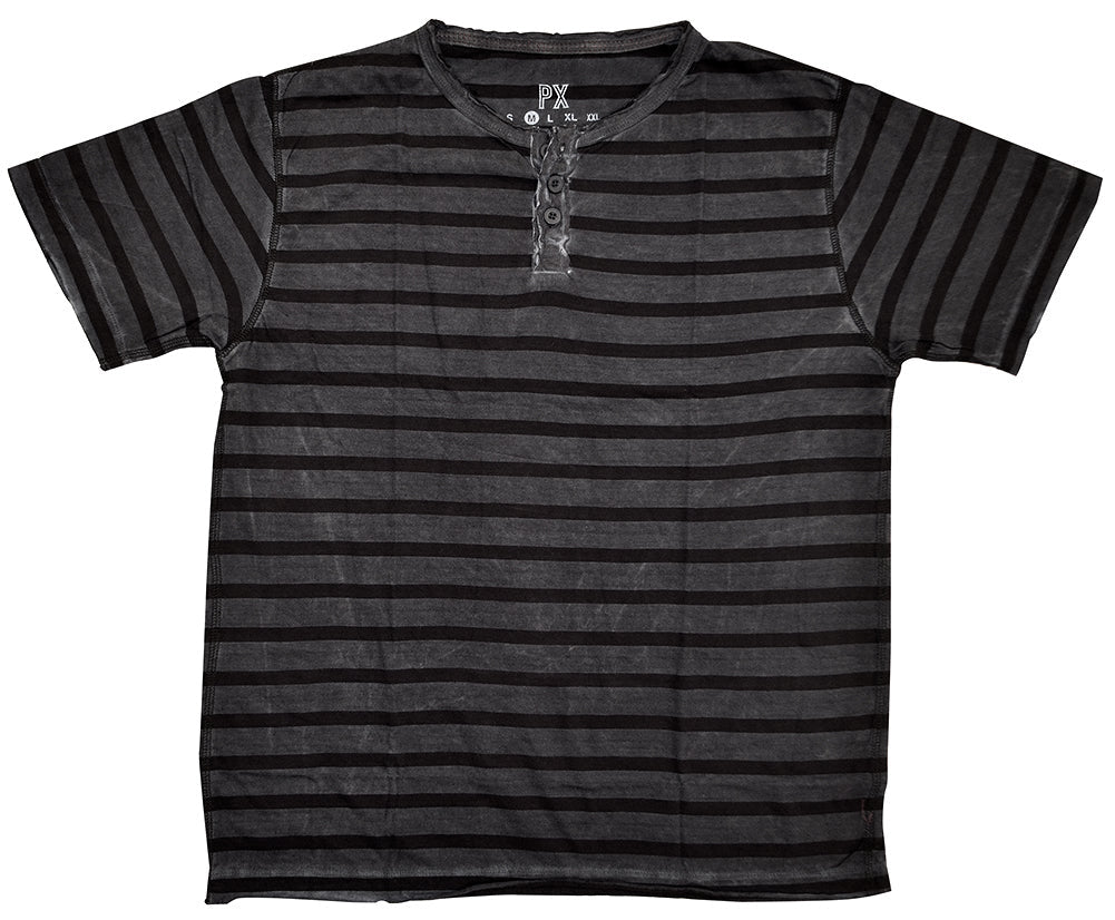 PX Clothing Striped Button Collar Shirt (Chrome)