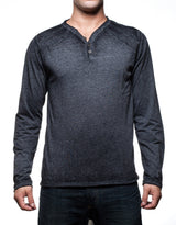 PX Clothing 3-Button V-Neck Henley (Black)