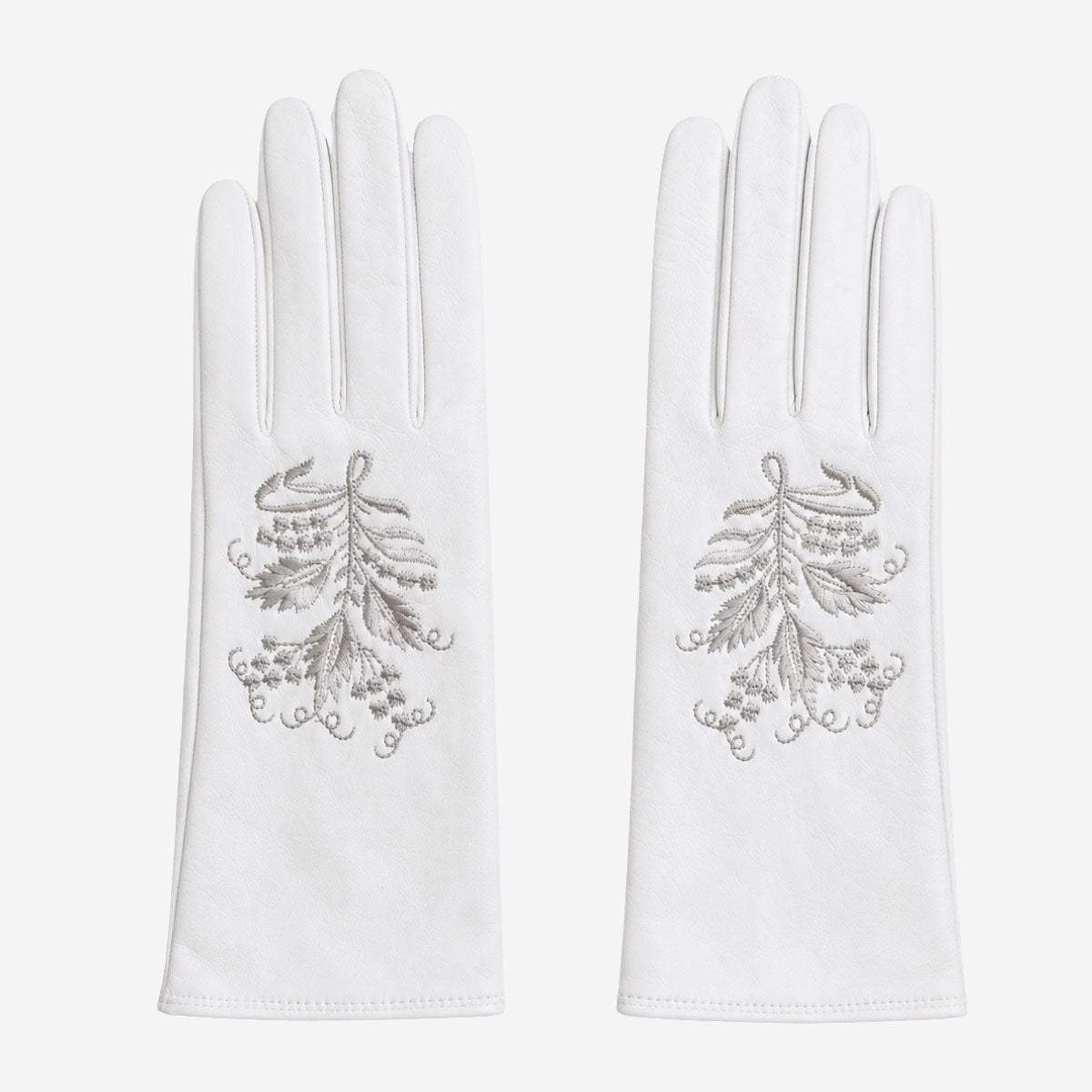 PZ01G (white) – Unlined Italian lambskin embroidered dress gloves