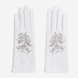 PZ01G (white) – Unlined Italian lambskin embroidered dress gloves