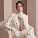 PZ01G (white) – Unlined Italian lambskin embroidered dress gloves
