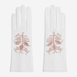 PZ01P (white) - Unlined embroidered Italian lambskin leather gloves - Leather Gloves Online - Flyclothing LLC
