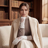 PZ01P (white) - Unlined embroidered Italian lambskin leather gloves - Leather Gloves Online - Flyclothing LLC