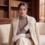 PZ01P (white) - Unlined embroidered Italian lambskin leather gloves - Leather Gloves Online - Flyclothing LLC